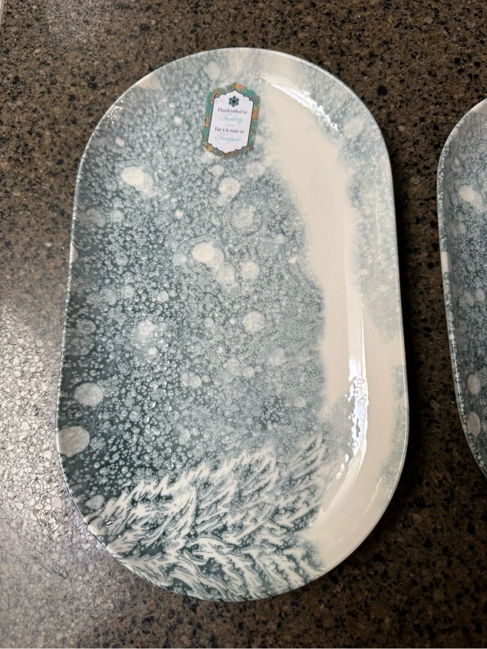 Handcrafted in Turkey Intesa Home Christmas Snowflake Oval Platter Set of 2